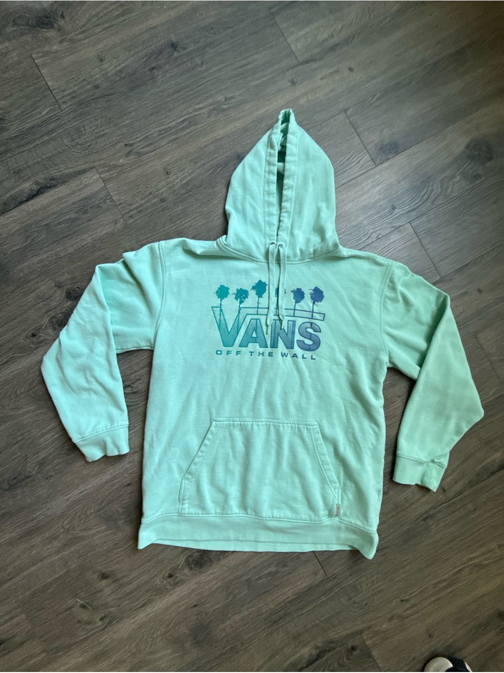 Vans Mint Green Pullover Hoodie with Blue Logo